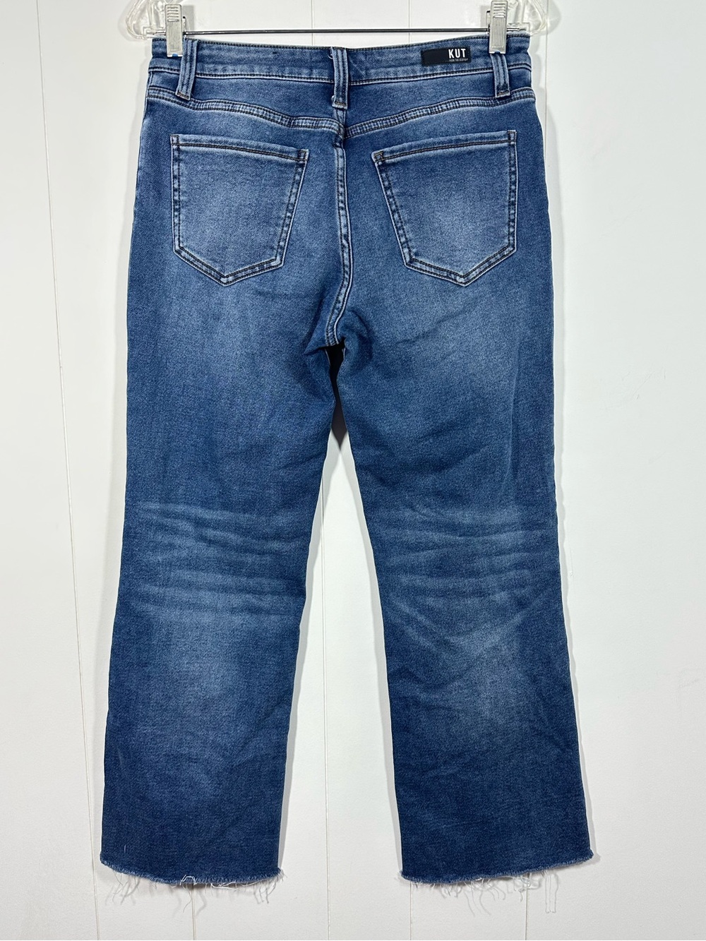 Kut from the Kloth Sz 6 Kelsey Fab Ab Ankle Flare Jeans High Rise Raw Hem Denim - Picture 5 of 13
